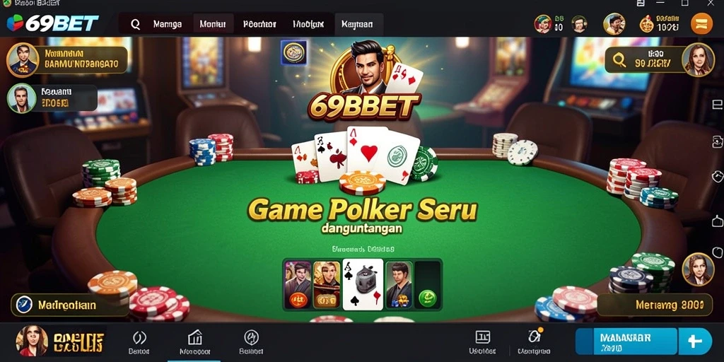 Tampilan gameplay poker yang seru dan menegangkan di 69BET.