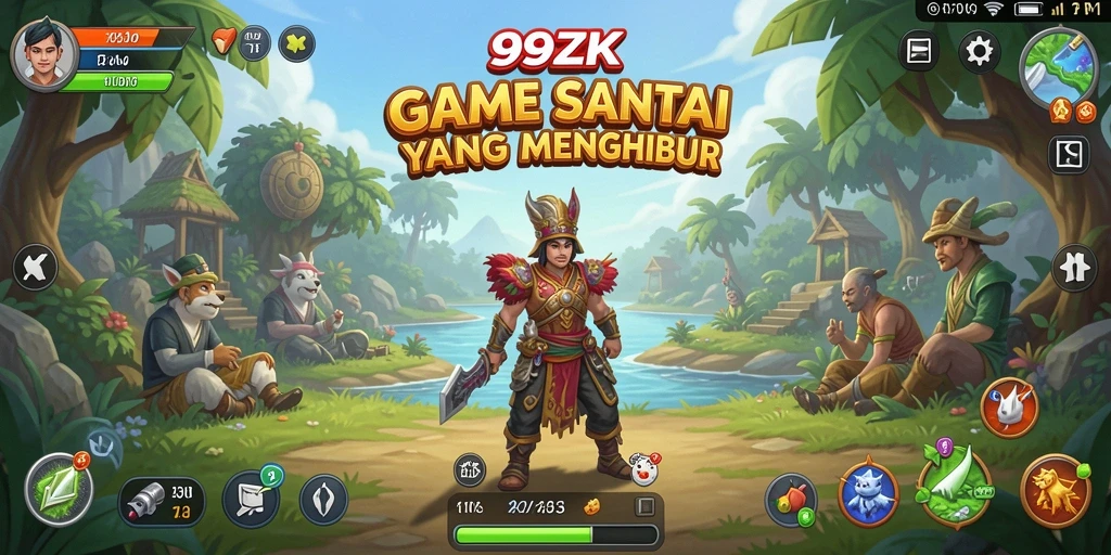 Tampilan gameplay menarik dari 99ZK dengan desain warna-warni.