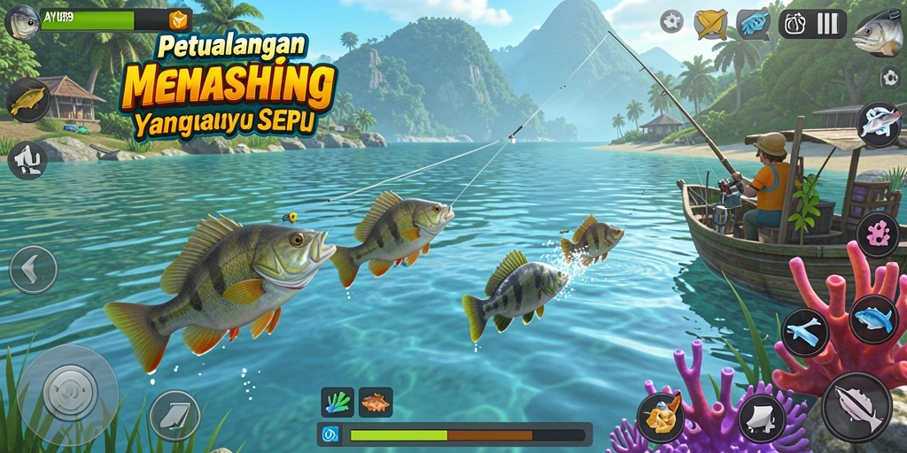 Tampilan gameplay AYU89 menunjukkan serunya pengalaman memancing.
