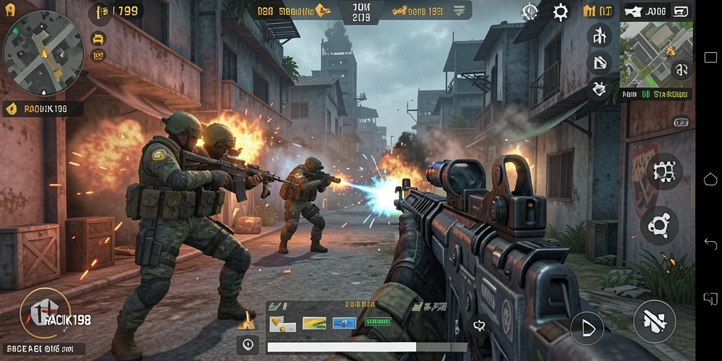 Tampilan gameplay seru dari RACIK198 dengan aksi tembak menembak.